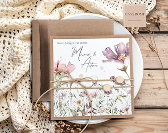Glückwunschkarte zur Hochzeit, Geldgeschenk Hochzeit, personalisierte Hochzeitskarte, Glückwünche Hochzeit, Karte für das Brautpaar, MOUKI