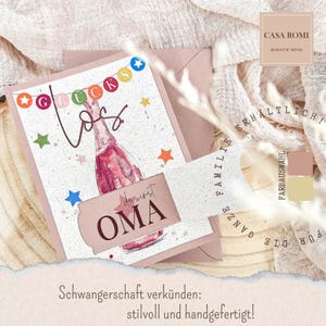 Glückslos - Schwangerschaft verkünden, Karte aus Graspapier, Du wirst Oma, Großeltern, Tante, Onkel, Papa, Überraschung, Lara