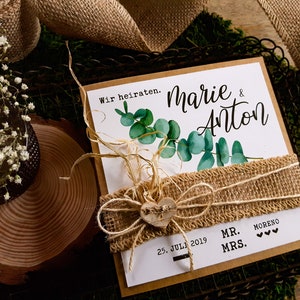 Ab 2,10 Euro: EINLADUNG HOCHZEIT Boho - Hochzeitseinladung Vintage  | Einladungskarte | Hochzeitskarten |Eukalyptus |Kraftpapier KYLE