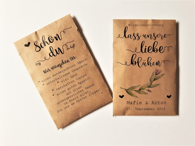 10x Wedding Favors Flower Seeds Vintage Flower Seed Bags Wildflower Seeds Love Bloom Gifts Wedding Favors Kraft Paper image 3