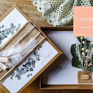 Geschenkschachtel zur Hochzeit mit Trockenblumen, Geldgeschenk Hochzeit, Geschenk für das Brautpaar, personalisiert, EUKALYPTUS TAULA