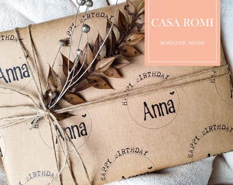 GESCHENKPAPIER personalisiert (ohne Deko und Bänder), Kraftpapier, zum Geburtstag, A3 Bogen Anna