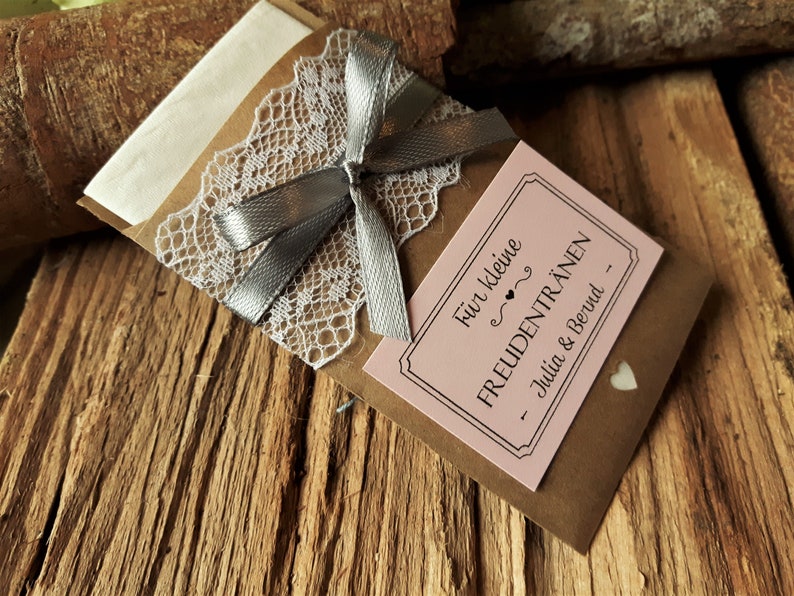 FREUDENTR\u00c4NEN HOCHZEIT VINTAGE individualisiert Taschent\u00fccher Freudentr\u00e4nentaschent\u00fccher Banderolle f\u00fcr kleine Freudentr\u00e4nen Kraftpapier R