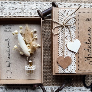 Dankeschön Geschenk Set Mit Karte - Makramee Schlüsselanhänger & Trockenblumen