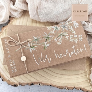 Einladungen Hochzeit, Hochzeitseinladungen modern, weiß, Aquarell Blumen, personalisiert, Hochzeitseinladung, Einladung Hochzeit, LINO