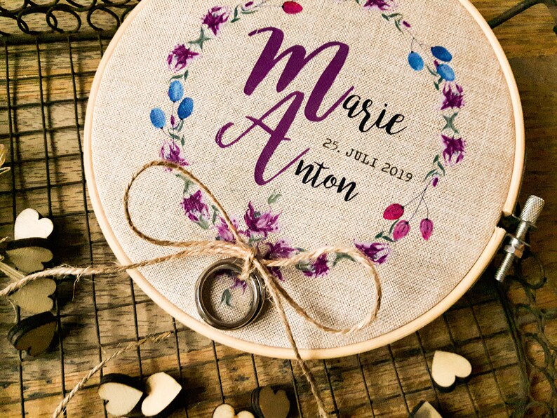 Ring bowl Personalised Ring box Boho lider Ring box Boho STICKRAHMEN RINGKISSEN HOCHZEIT-Vintage Ring box