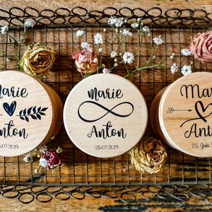 RING BOX WEDDING wood - personalized | Vintage | Ring pillow | Ring box | Ring box | Ring dish | round | Boho wedding