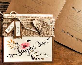 Ab 3,69 Euro: EINLADUNG HOCHZEIT Vintage - Hochzeitseinladung | Einladungskarte | Hochzeitskarten | Boho | Kraftpapier SUMMER 2