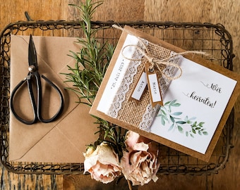 From 2.69 euros: INVITATION WEDDING Boho - wedding invitation vintage | Invitation card | Wedding cards | Kraft paper | Aqua