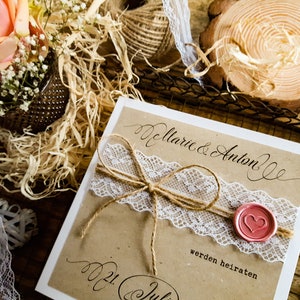 Ab 3,70 Euro:Hochzeitseinladung Vintage - EINLADUNG HOCHZEIT Boho | Einladungskarte | Hochzeitskarten | Spitze | Kraftpapier ZOÉ_14