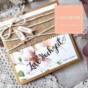 Ab 7,00 Euro: Glückwunschkarte zur Hochzeit, Geldgeschenk Hochzeit, Hochzeitskarte, Glückwünche Hochzeit, personalisiert mit Namen, SUMMI