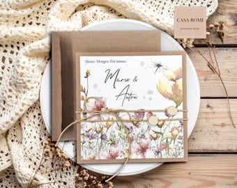 Wedding card, wedding congratulations card, wedding money gift, personalized wedding card, wedding wishes, MOUKI 2