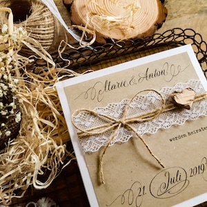 Ab 2,90 Euro: Hochzeitseinladung Vintage - EINLADUNG HOCHZEIT Boho | Einladungskarte | Hochzeitskarten | Spitze | Kraftpapier ZOÉ_10