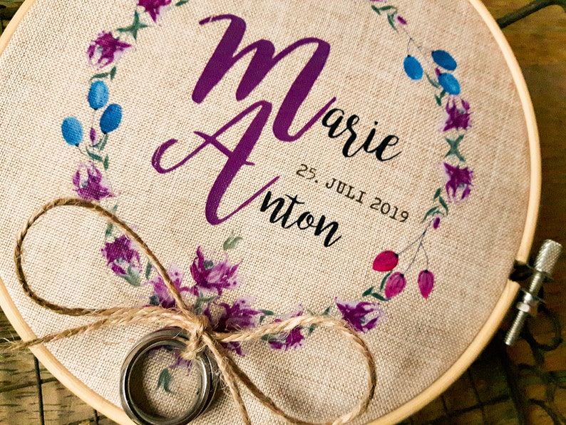 Ring bowl Personalised Ring box Boho lider Ring box Boho STICKRAHMEN RINGKISSEN HOCHZEIT-Vintage Ring box