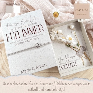 Geschenkschachtel zur Hochzeit mit Trockenblumen, Geldgeschenk Verpackung Hochzeit, Geschenk für das Brautpaar, personalisiert, LIA