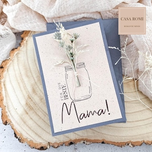 Muttertagskarte mit Trockenblumen blau, Beste Mama Karte, für die beste Mama, Karte zum Muttertag, Geburtstagskarte, Karte für Mama, Lori