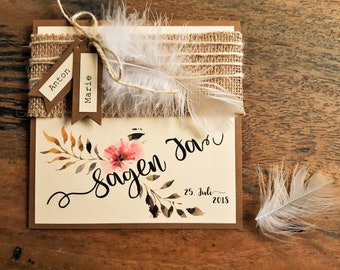 Ab 3,10 Euro: EINLADUNG HOCHZEIT Vintage - Hochzeitseinladung | Einladungskarte | Hochzeitskarten | Boho | Kraftpapier SUMMER