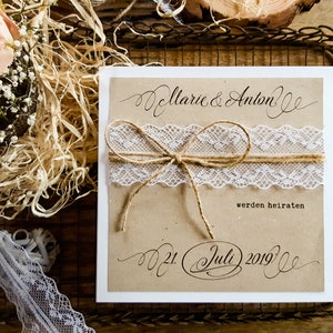 Ab 2,50 Euro: Hochzeitseinladung Vintage - EINLADUNG HOCHZEIT Boho | Einladungskarte | Hochzeitskarten | Spitze | Kraftpapier ZOÉ_9
