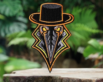 Perry the Plague Doctor Face Patch - 3.46" x 2.36" - Iron On, Sew On, or Hook