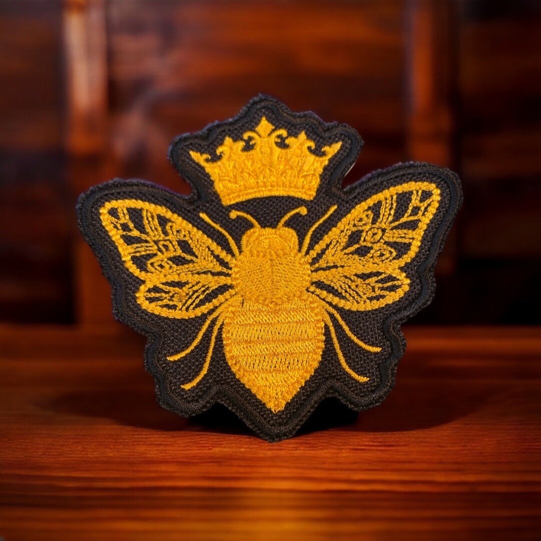 Majestic Queen Bee Iron on Patch/ Handmade Iron On/ Bee Keeper Gift/ Bee Lover Patch/ Save the ...