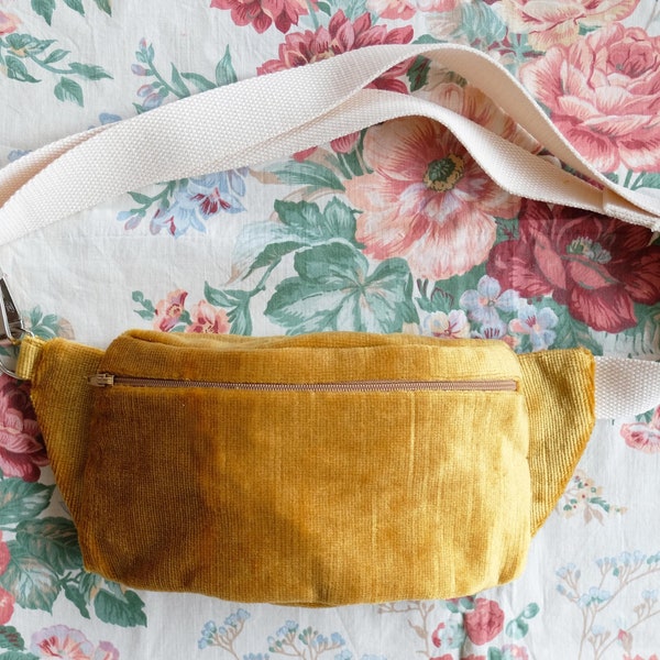 yellow velvet bumbag