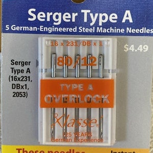 Klasse Overlock/Serger Type A Machine Needles - DESTASH - Lot of 5 -