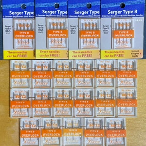DESTASH - Lot of 21 Klasse Overlock/Serger Machine Needles ~ Serger Type B (DCx1/81x1)
