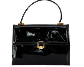 Early 1980s Gucci black patent leather handbag