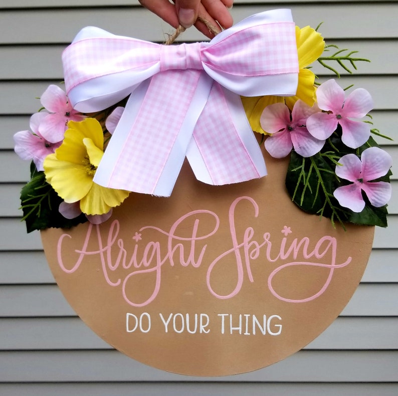 Round Seasonal Door Signs Winter Fall Spring Summer Hand Etsy