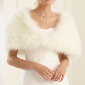 Wedding Cape Marabou Feathers Look, Wedding Cover Up, Bridal Cover up, Bridal Cape,White Or Ivory Cape