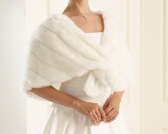 Bridal Wedding Ivory Faux Fur Cape , Wedding Cover Up, Bridal Cover up, Bridal Cape