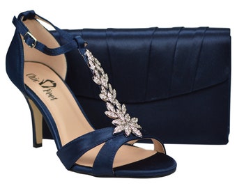 navy matching shoes and bags for weddings