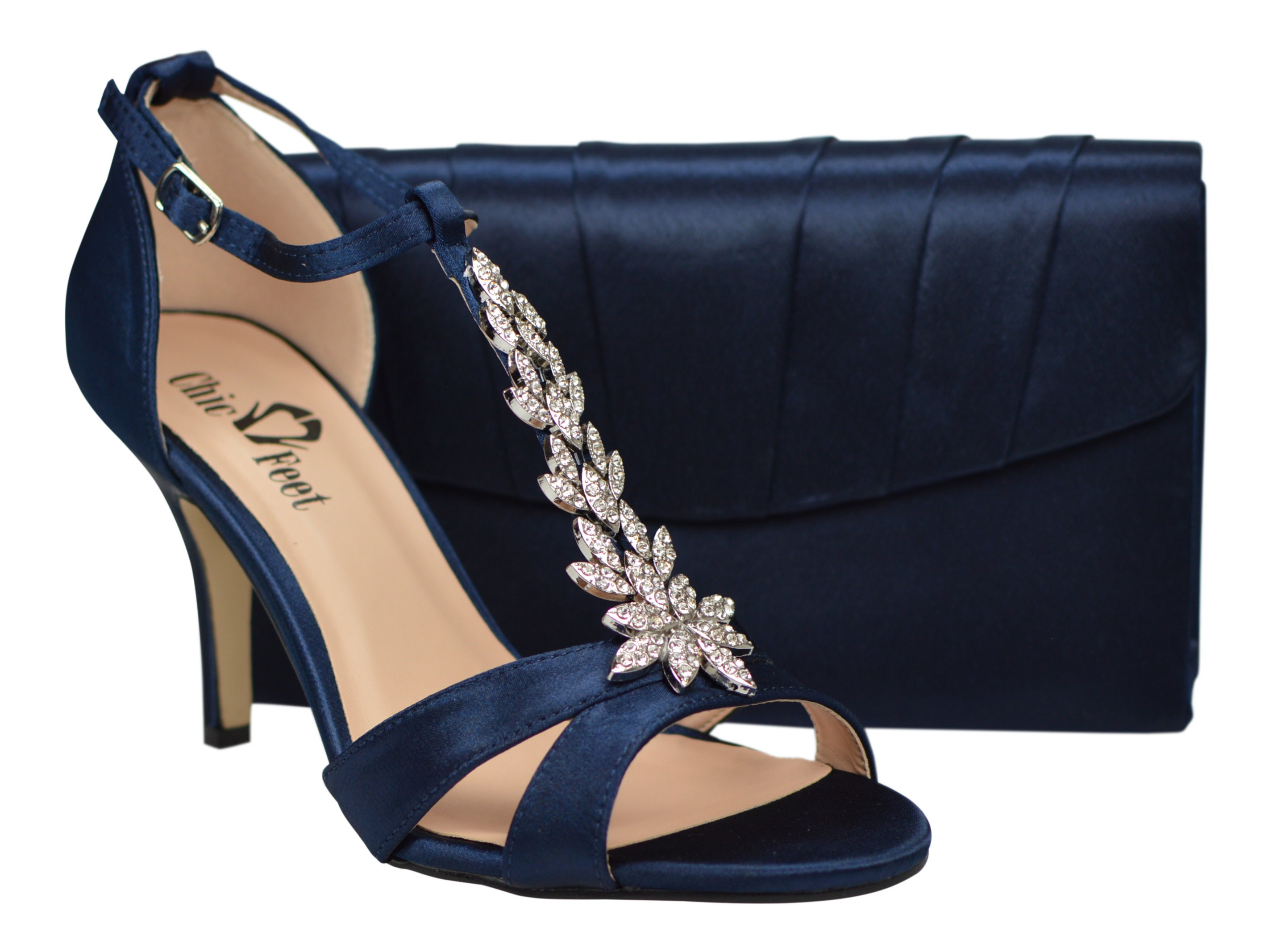 WOMENS NAVY DIAMANTE WEDDING BRIDE BRIDESMAID HIGH-HEEL PEEP-TOE SHOES UK 3-8 WOMENS NAVY DIAMANTE WEDDING BRIDE BRIDESMAID HIGH-HEEL PEEP-TOE SHOES UK 3-8