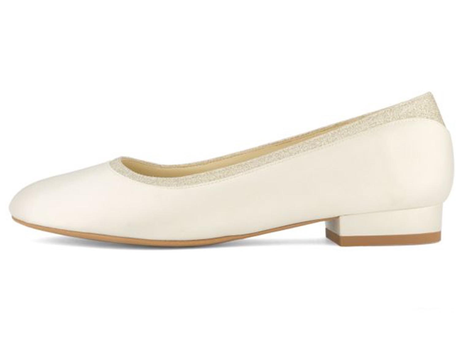 Ivory Satin Flat Wedding Shoes Ivory Bridal Low Heel Shoes - Etsy UK
