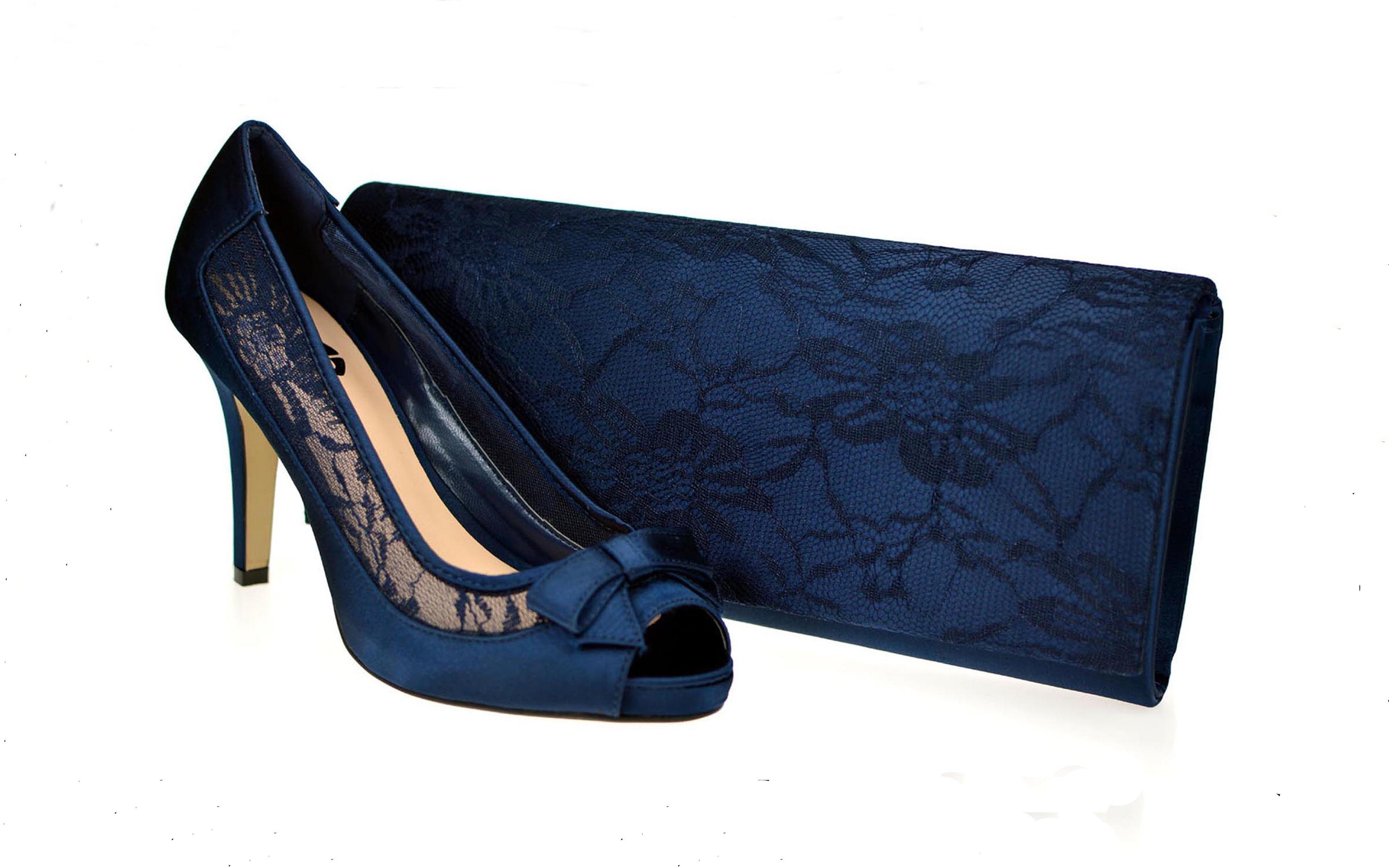 Navy shoes and sales matching bag for wedding