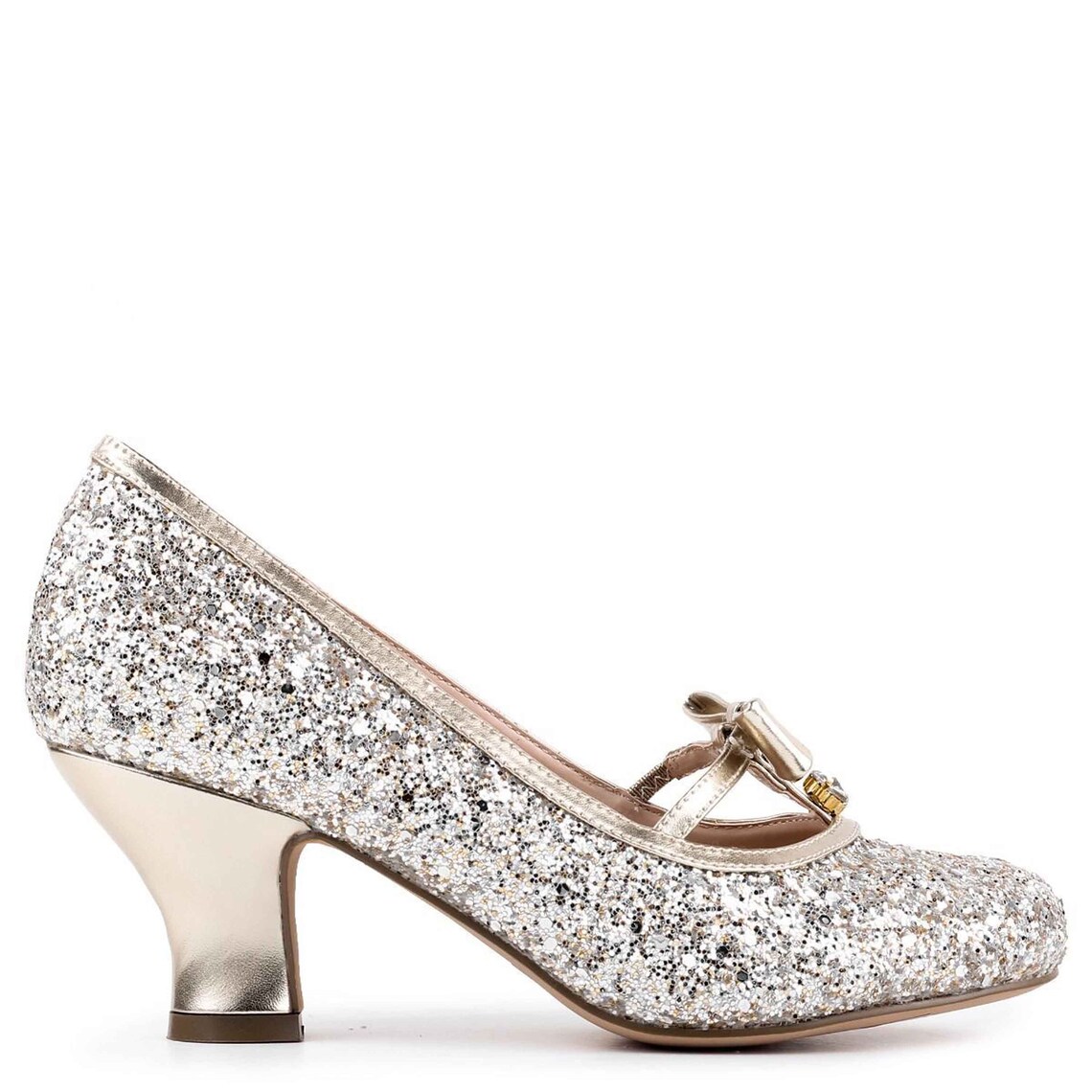 Low Heel Champagne Glitter Vintage Inspired Shoes Wedding - Etsy UK