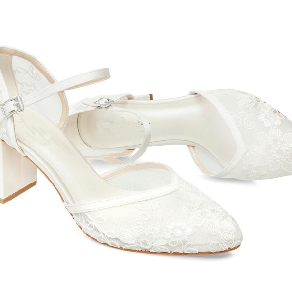 floral block heels