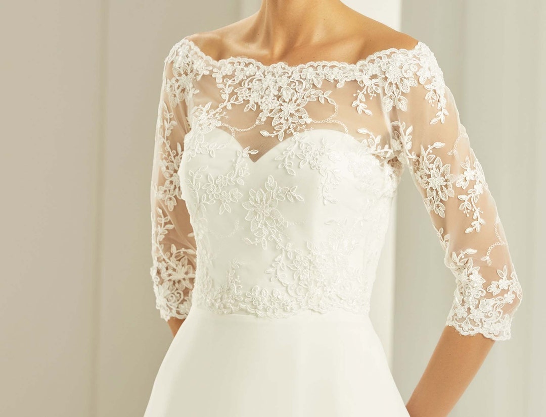 Crystal Lace Wedding Bolero – 3/4 Sleeve Wrap