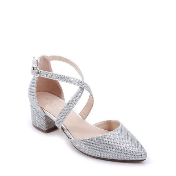 Amazon.com | Badgley Mischka Girls Dress Shoes - Kids High Heel Pumps  Slip-On Block Closed Toe with Bow - Silver (12 Little Kid) | Flats