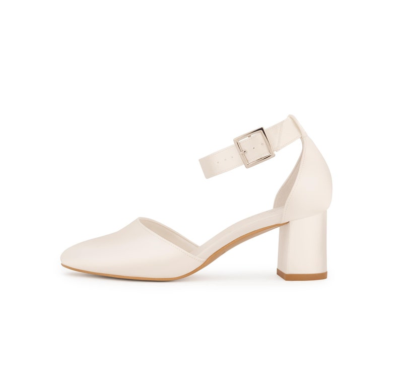 ivory satin block heel
