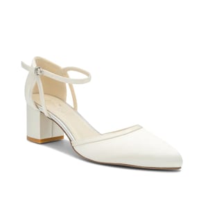 Damen Brautschuhe mit niedrigem Absatz Ivory Satin Brautschuhe , Brautschuhe mit Blockabsatz und Brautschuhe