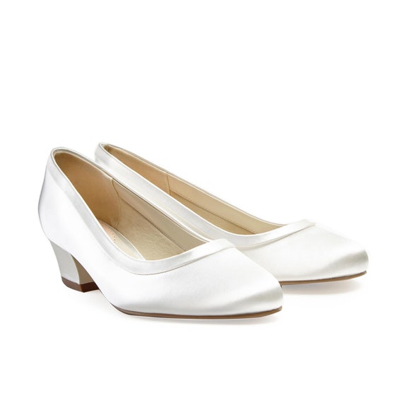 Wide Fit Satin Wedding Bridal Low Block Heel Dyeable Shoes Etsy UK