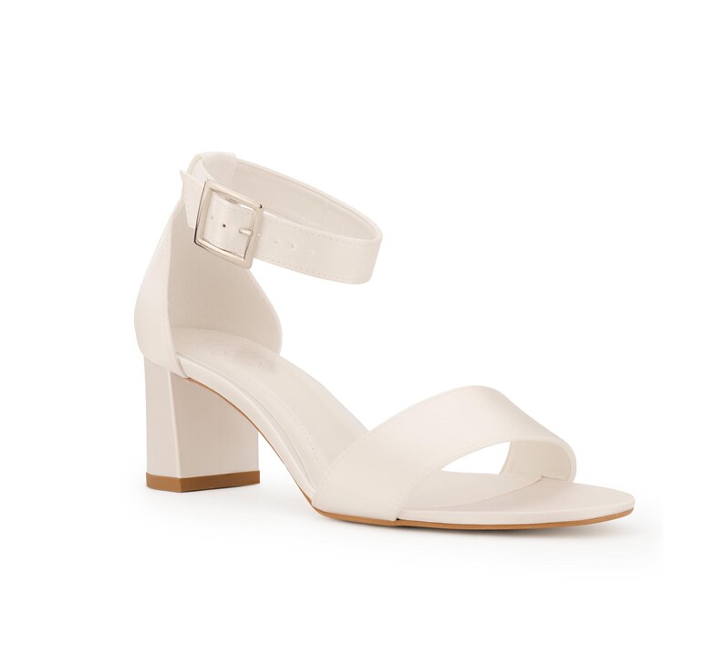 Ivory Satin Wedding Bridal Low Block Heel Sandals Wedding - Etsy