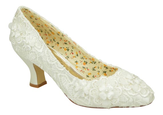 ivory court shoes mid heel
