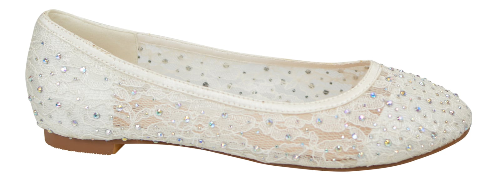 women's ivory lace with gem detail ballerina flat wedding bridal ballet shoes