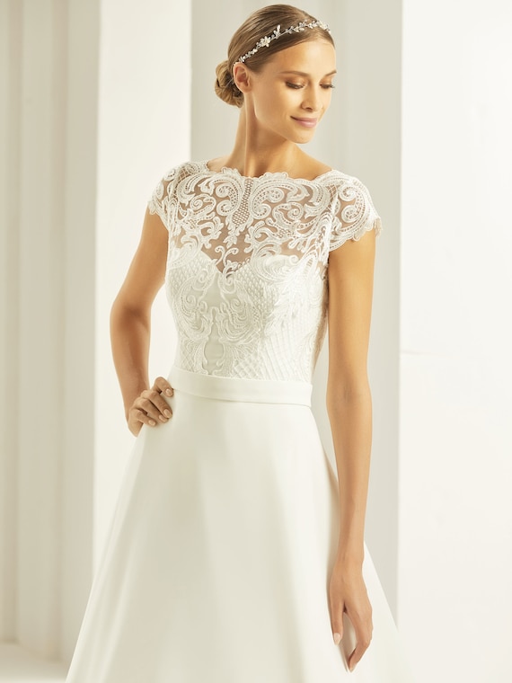Short Lace Top Sheath Ivory Long Wedding Dresses Short Lace Top Sheath Ivory Long Wedding Dresses