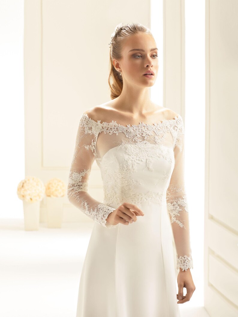 Beautiful Stretch Tulle & Lace Bolero Long Sleeves Ivory Etsy