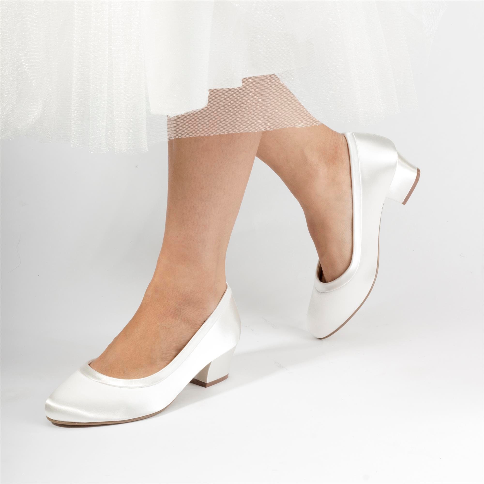 Wide Fit Satin Wedding Bridal Low Block Heel Dyeable Shoes - Etsy