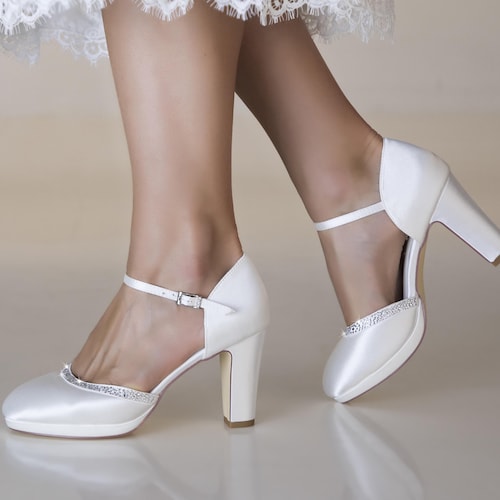 low heel bridal shoes ivory