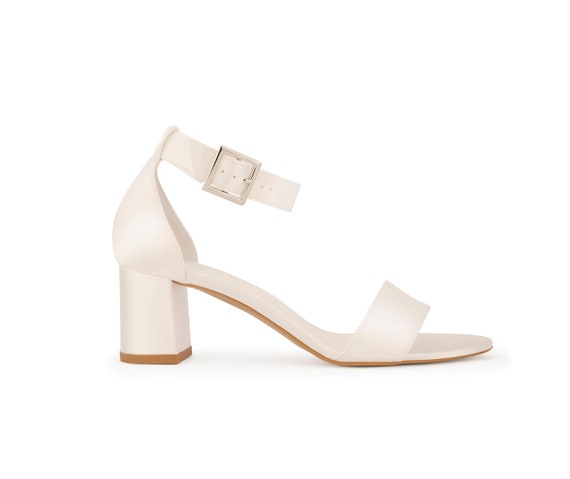 ivory low block heel sandals